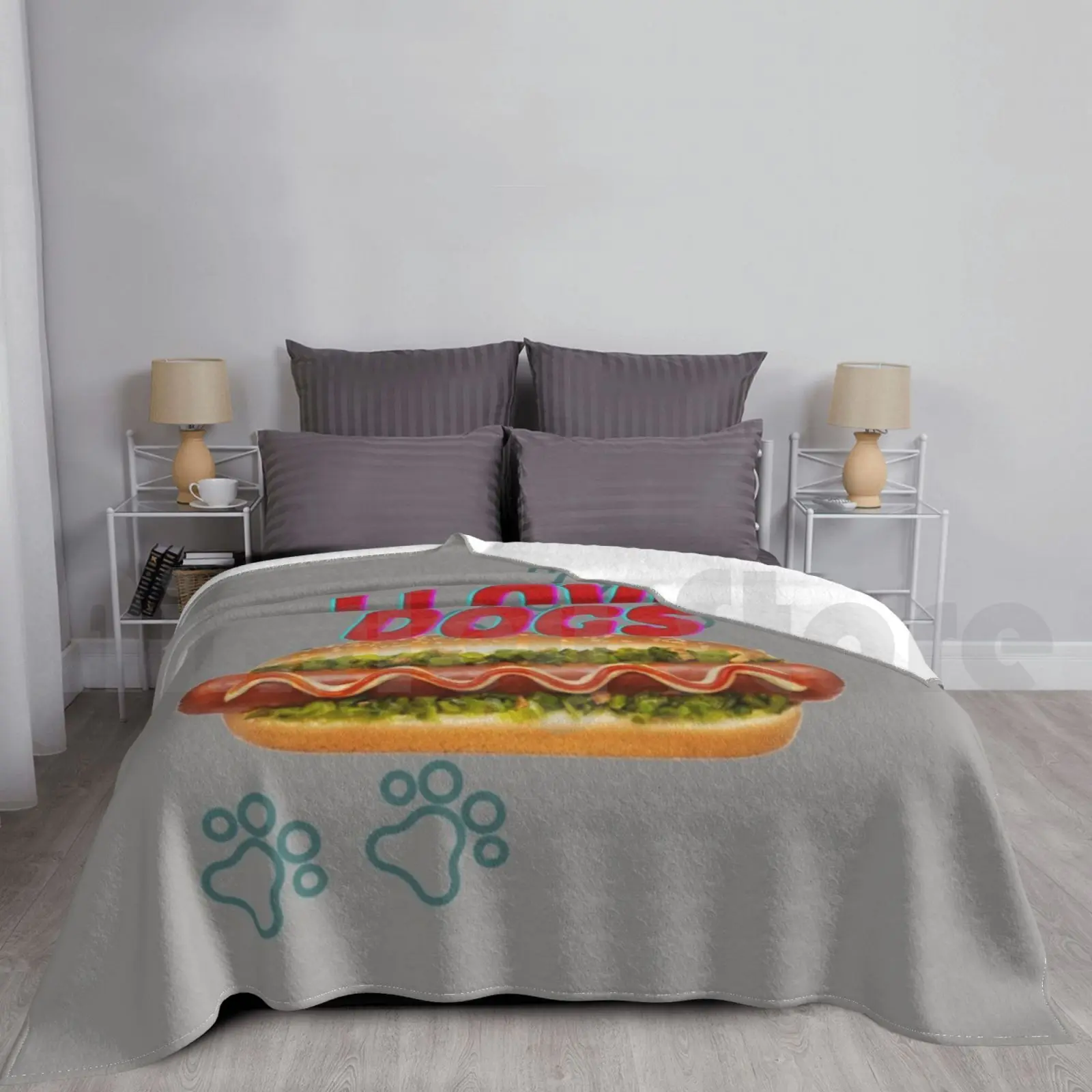 I Love Dogs Blanket Fashion Custom Hot Dogs Chili Dogs Frankfurter Frank Wiener Cheese Dog Corn Dog Danger Dog Half