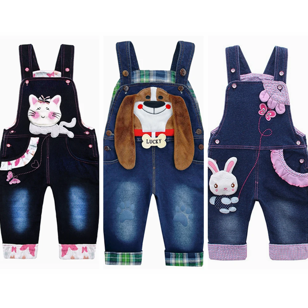 0-4T Baby Overalls Infant Boys Girls Jeans Rompers Bebes Trousers Cartoon Clothes Toddler denim Pants jumpsuit Kids Clothing