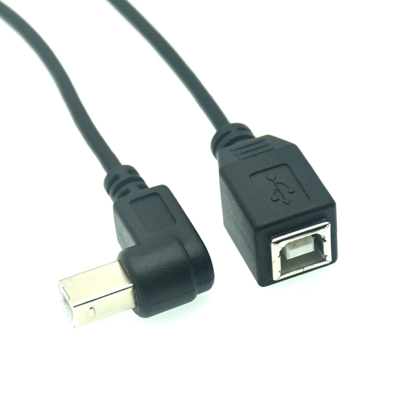 USB 2.0 B Female to Type-B Male 90 Degree Right Angle Printer Short Extension Cable 20cm for Printer Scanner Mobile HDD and More