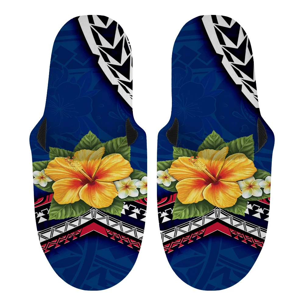 Noisydesigns The New Cotton Slippers Hibiscus Boho Flower Print In The Fall And Winter Of Men Household Antiskid Warm Indoor