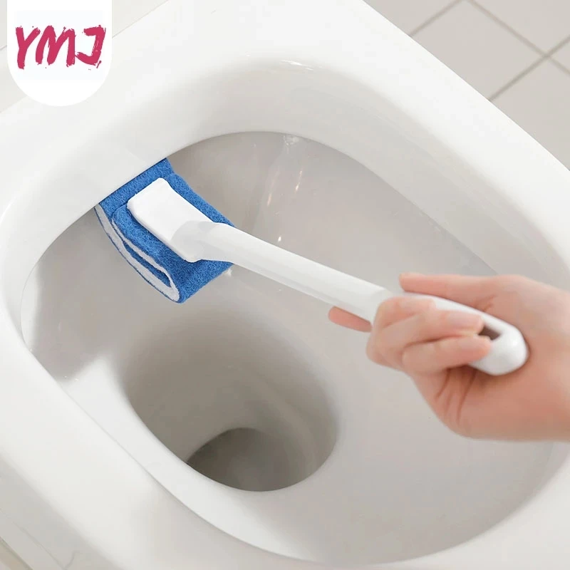 1PC Dead Corner Toilet Brush Cleaning Shower Room Double Side Curved Portable Bathroom Scrubber Bent Cleaner Brush Long Handle