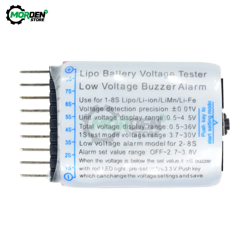 0.5V-36V Digital 1S-8S Lithium Battery Low Voltage Indicator Buzzer Alarm Module for Lipo/Li-ion/Fe RC Helicopter Battery Tester