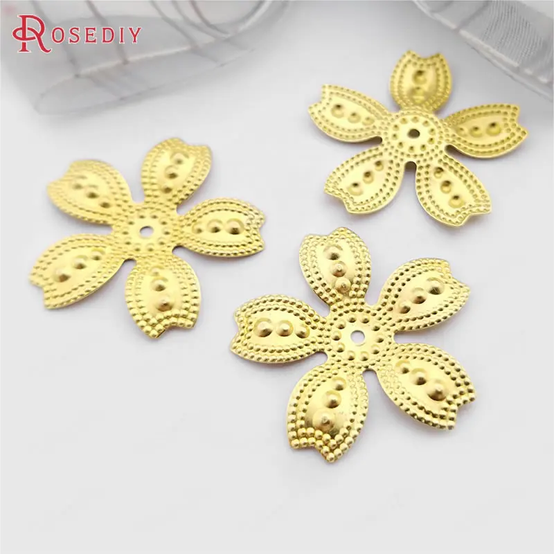 (C978)30 pieces 25mm Not plated color Brass Flower Decorative Spacer Diy Jewelry Findings Accessories Wholesale