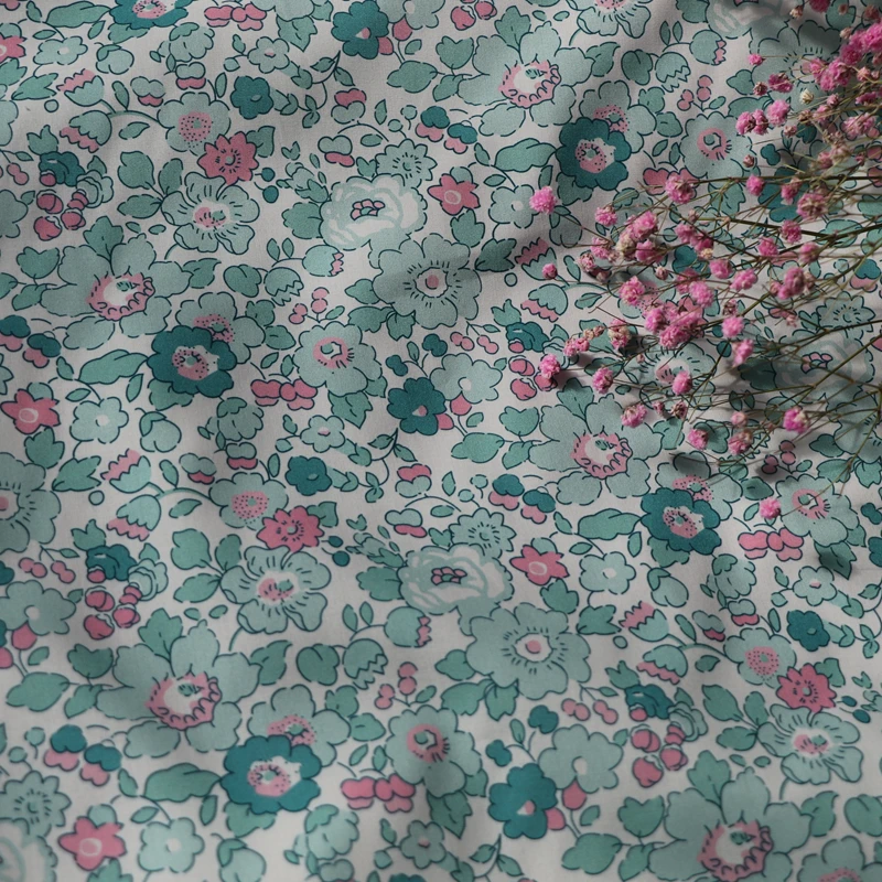 Betsy verde menta 80S Tissun liberty tessuto di popeline di cotone per bambini Baby cucito abiti di stoffa gonna fai da te stampato 0.5M Designer