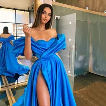 Royal Blue Arabic Prom Dress with High Slit #2