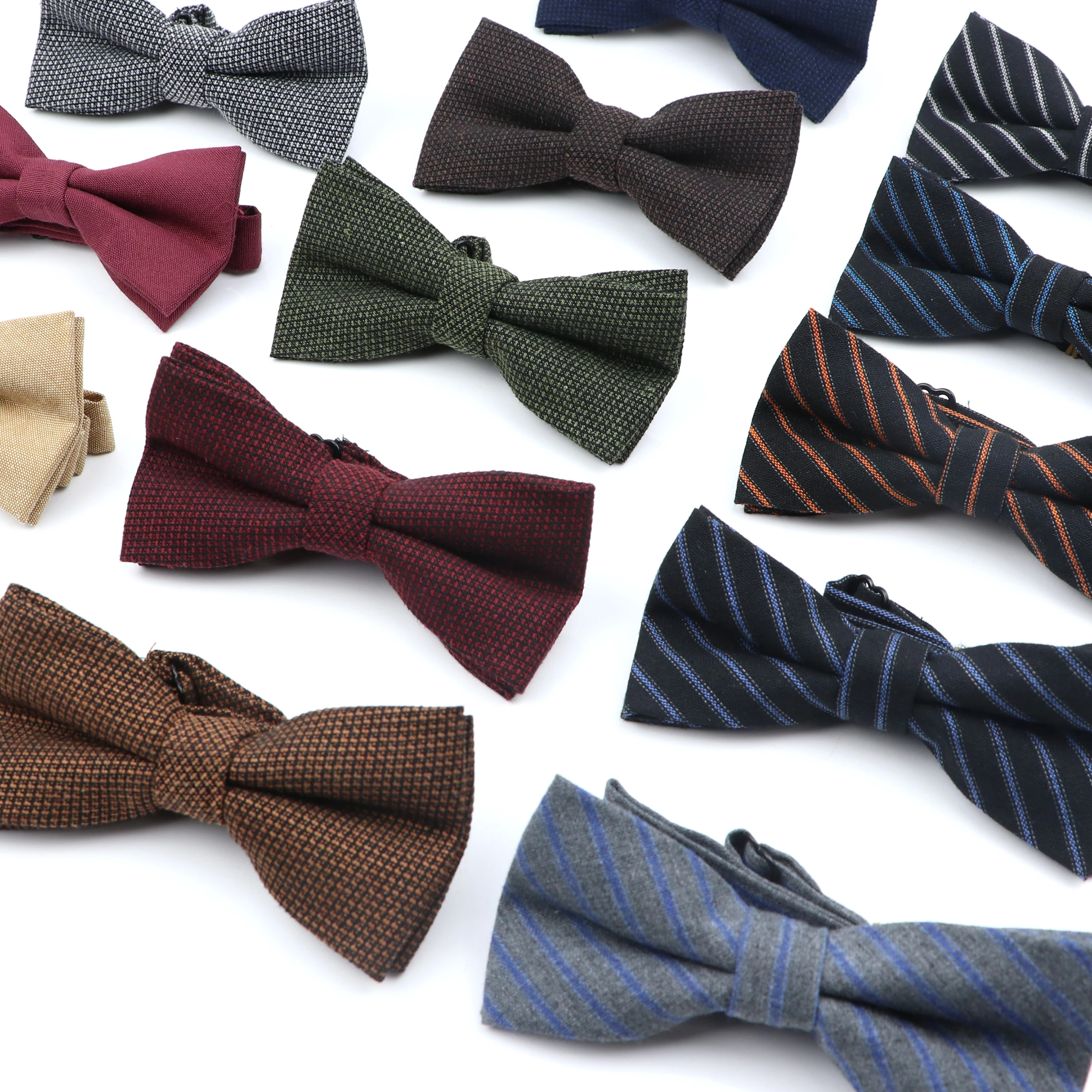 New Dark Color Bowtie Solid Color Wool Cotton Brown Khaki Beige Blue Mens Casual Bow Tie Butterfly Cravats For Wedding Accessory