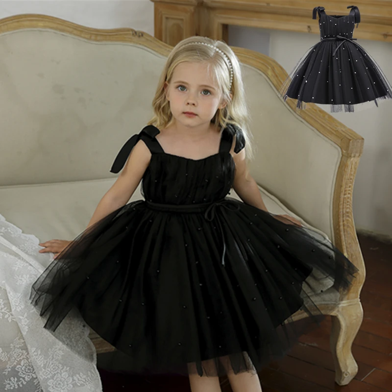 Vestido de princesa de cisne negro para niñas, traje de fiesta de Navidad de 1 a 5 años, tutú de tul sin mangas