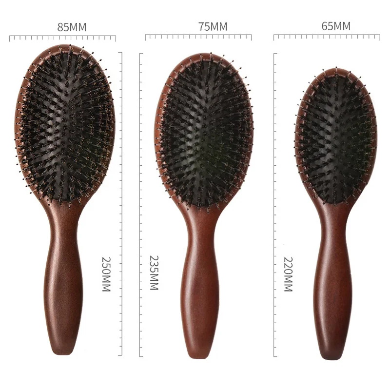 Wooden Hair Brush Comb Natural Bristles Anti-Static Detangler Baby Scalp Air Cushion Massage Comb Pro Hairdressing Styling Combs