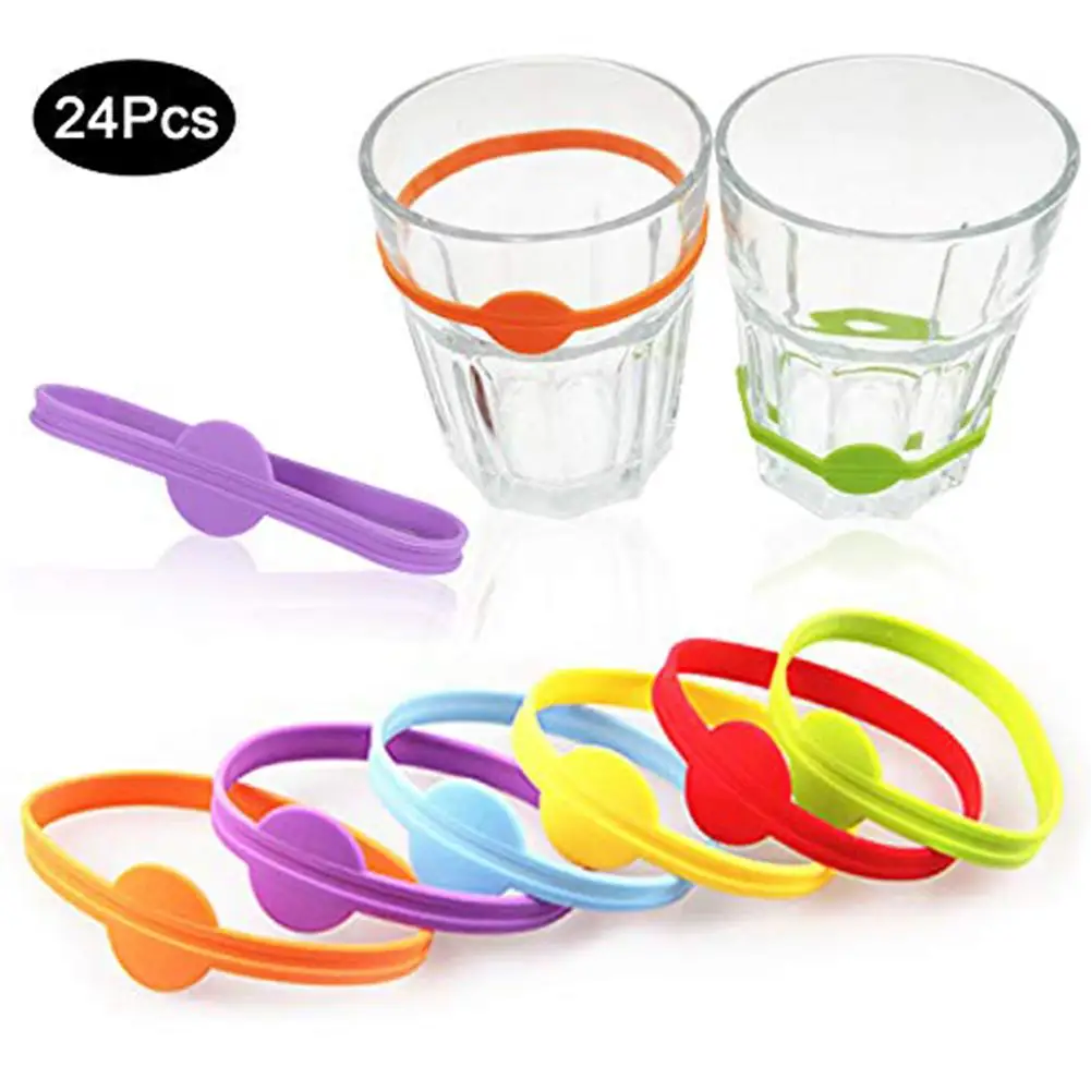 1 Set Reusable Silicone Beverage Markers Drink Marker Wine Glass Silicone Strip Tag Marker