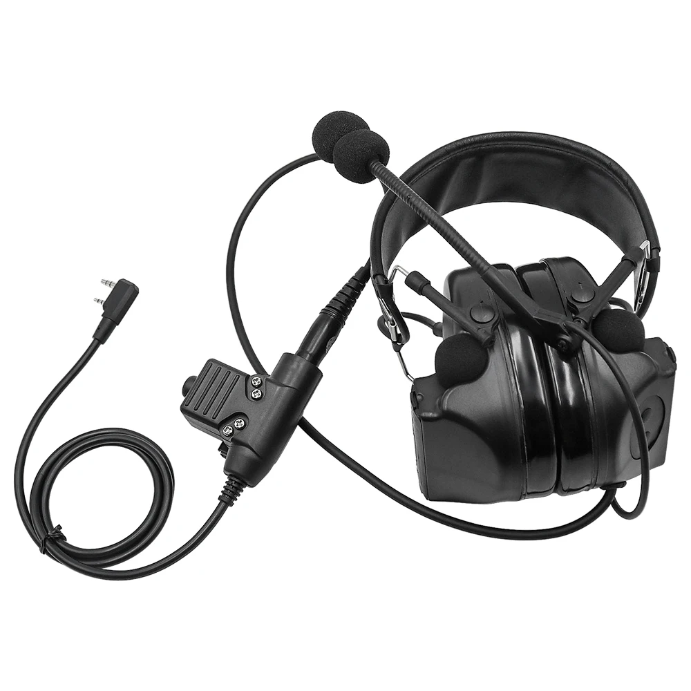 Comtac II Taktisches Headset, Militär-Airsoft-Kopfhörer, Rauschunterdrückung, Pickup-Kopfhörer mit U94 PTT, 2-polig, für Outdoor-Sportarten