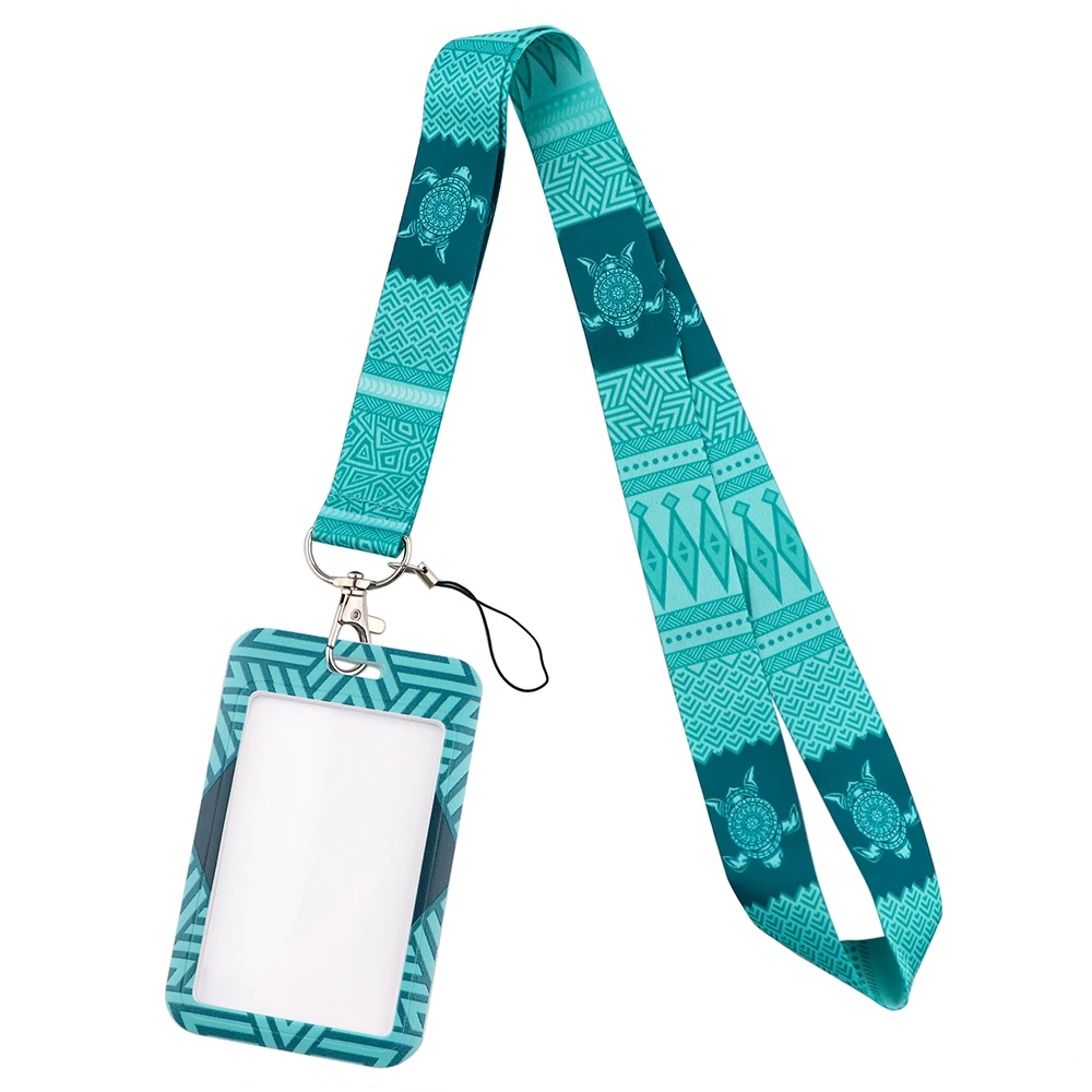 ER1426 Sea Turtle Painting Art Lanyard Credit Card ID Holder Badge Student Women Travel Bank Bus Business Card Cover Badge