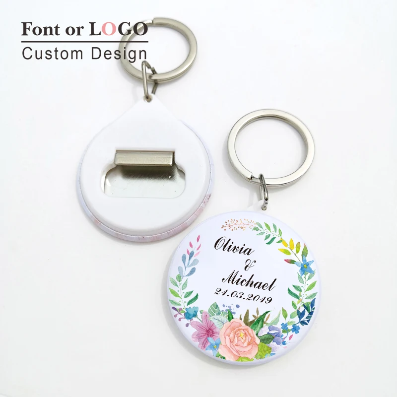 

50pcs Personalized custom-made name date photo Keychain Bottle Opener Anniversary Company activities Wedding Favors and Gifts