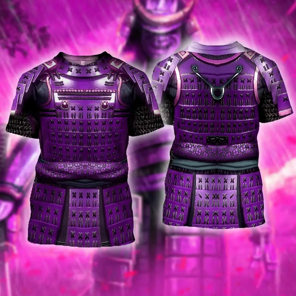 Camiseta pesca estampado 3D armadura roja samurái manga corta unisex - imagen 4