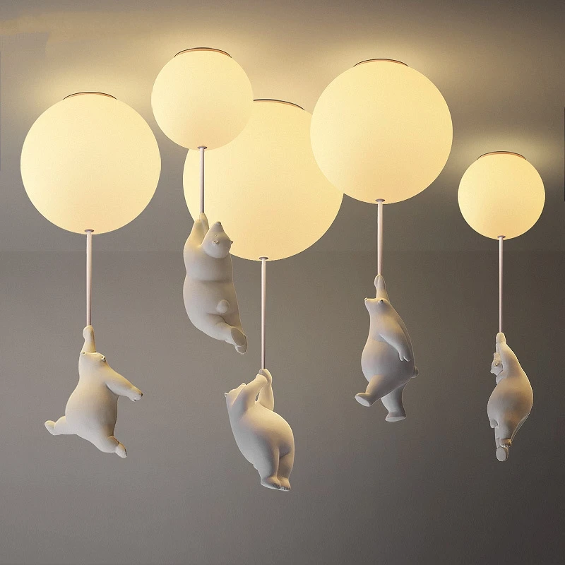 Modern Cartoon Bear LED Ceiling Lights Warmth Ceiling Lamps for Home Kids Rooms Bedroom Lamp Living Room Decor Lighting Fixtures