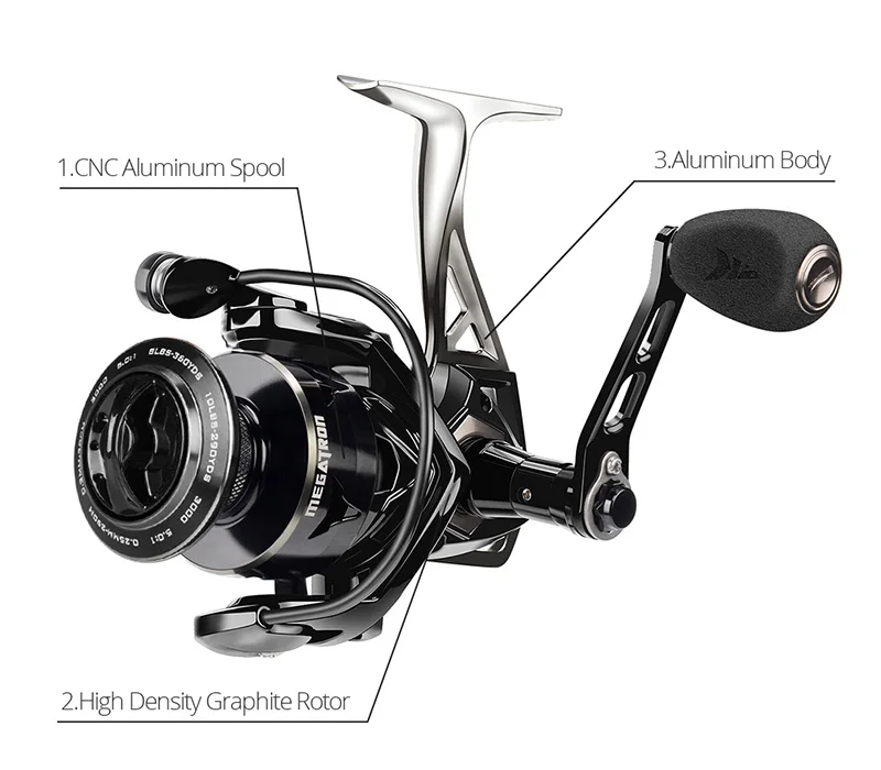 Fishing Ferrari - Dagon 8000: Moulinet de haute qualité pour la pêche en mer - 5+1 Roulements en acier - Traitement anti-sel - Bobine en aluminium extra légère - Manivelle ultra résistante