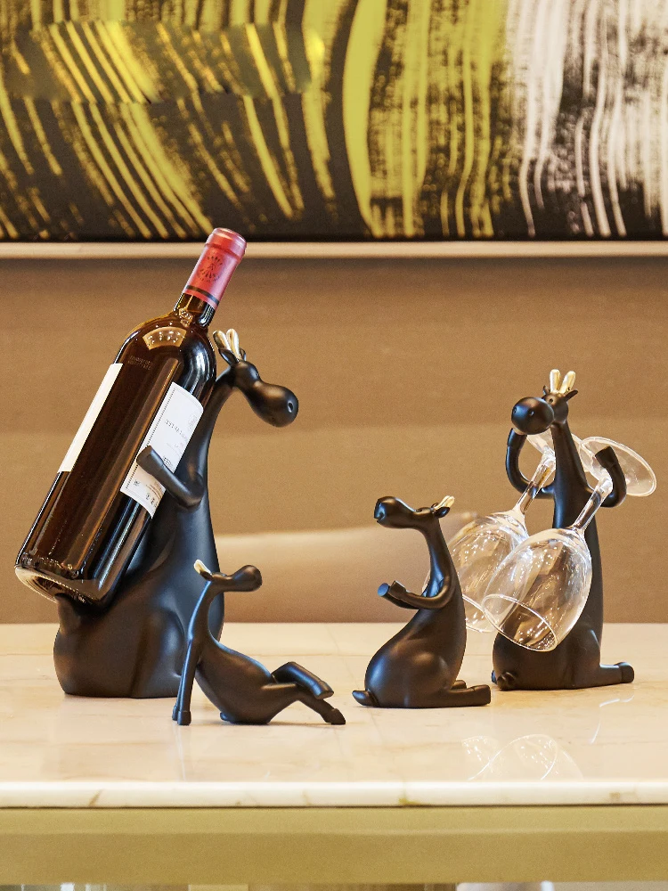 

Nordic Deer Family Red Wine Rack, Bottle Holder Figurines, Miniatures Resin, Kawaii Animal Furnishing Articles, Home Decor