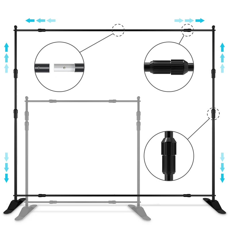 10x8ft/3x2.4m Professional Backdrop Heavy Duty Thicker Telescopic Display Step And Repeat Stand Photo Background For Photography