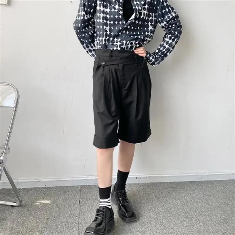 Men's new summer personality waist line loose wide leg medium pants Korean version straight tube casual large size shorts