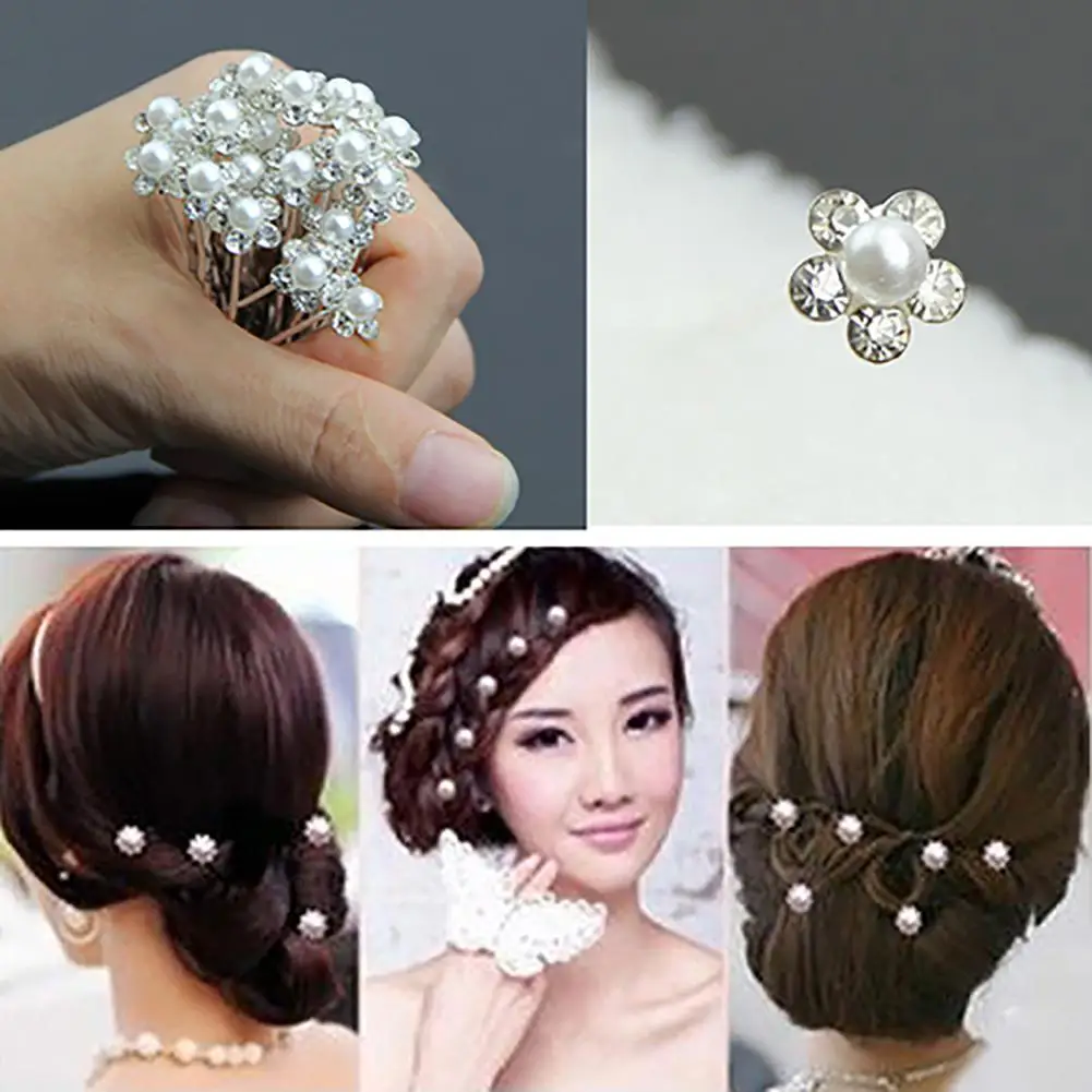 20Pcs/Set Women Wedding Imitation Pearl Hairpins Bridal Jewelry U-Shaped Hair Clips Bun Braiding Ponytail Hairstyle Barrettes