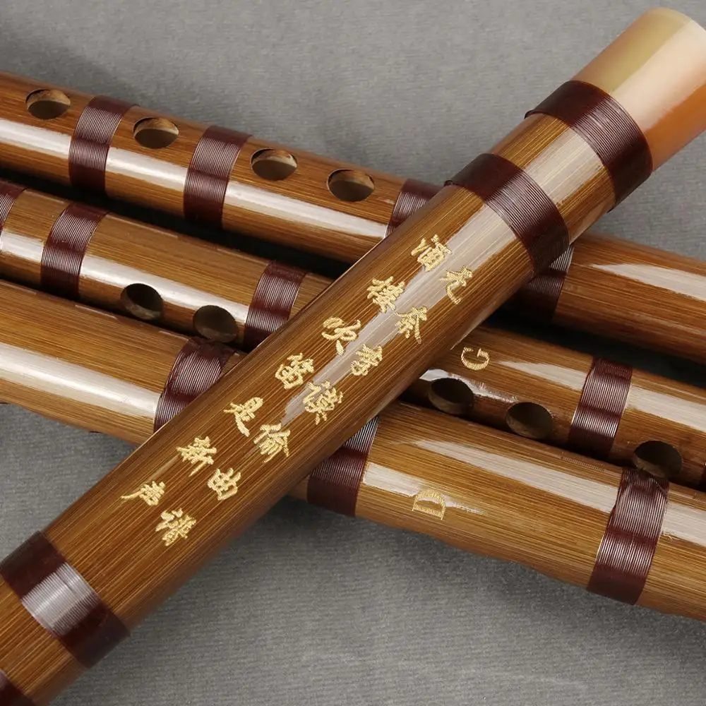 Handmade Bamboo Flute, CDEFG Key, Brown, WoodwindDizi with Line, Suitable for Beginners