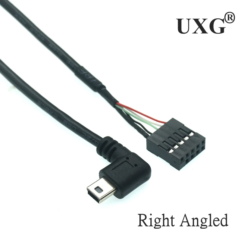 Computer Motherboard 9pin To Mini USB  Charging Data Cable DuPont 2.54mm DuPont USB To MINI USB Shielded 90 Degree Right