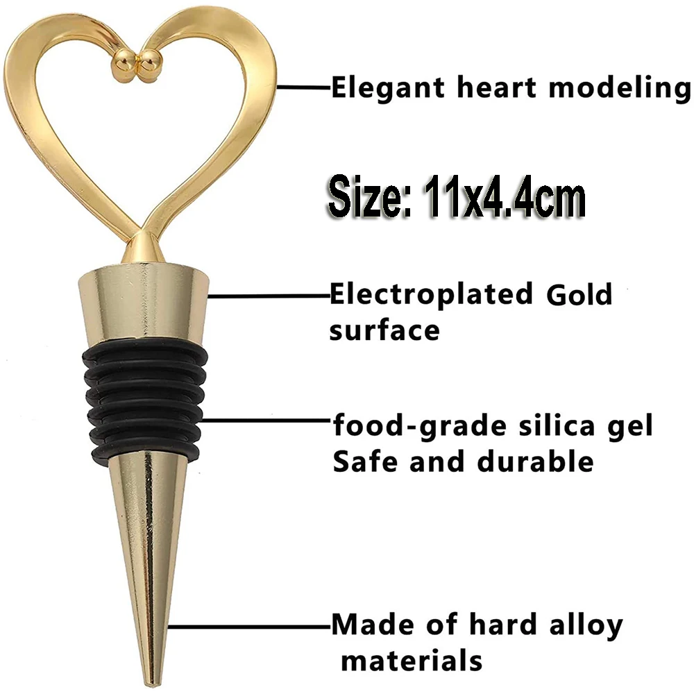 Bouchon de bouteille de vin en forme de cœur, outils de bar multicolores en alliage de zinc, bouchon de liège, bouchon de bouteille, bouchon de versement, décoration de fête