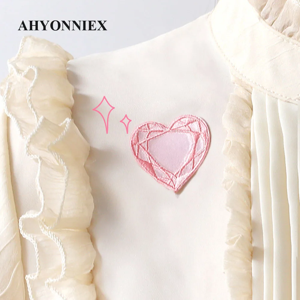 AHYONNIEX Embroidery Shell Butterfly Heart Bow Patches for Girls Bag Iron On Patches for Phonecase Glue Patch for Clothes DIY