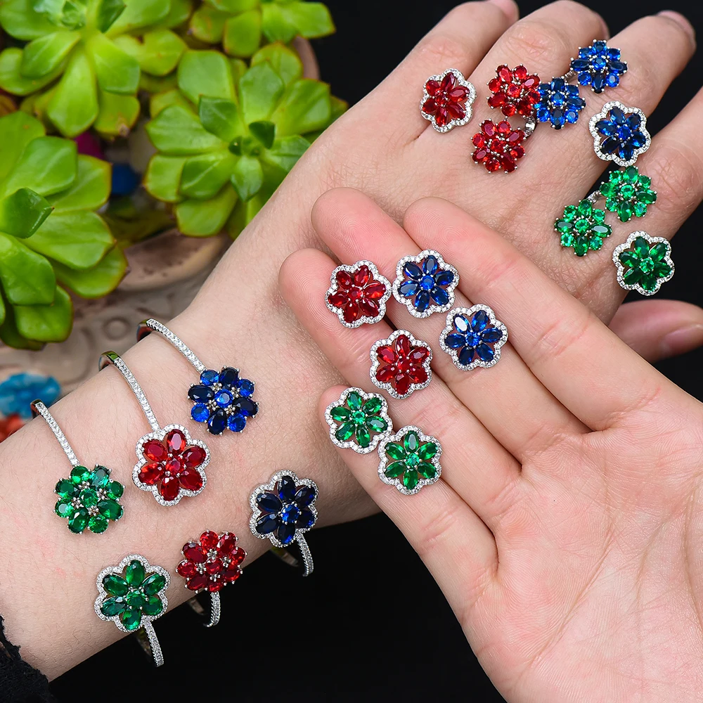 GODKI 2024 New Charms 3PC Bracelet Ring Earring Set For Women Wedding Bridal Cubic Zircon Dubai PARTY WEDDING Jewelry Gift BOHO