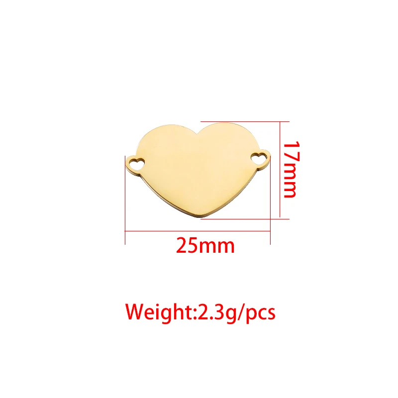 Fnixtar Stainless Steel Mirror Polished Heart Love Charms Connectors For Women Necklace Bracelet DIY 10piece/lot