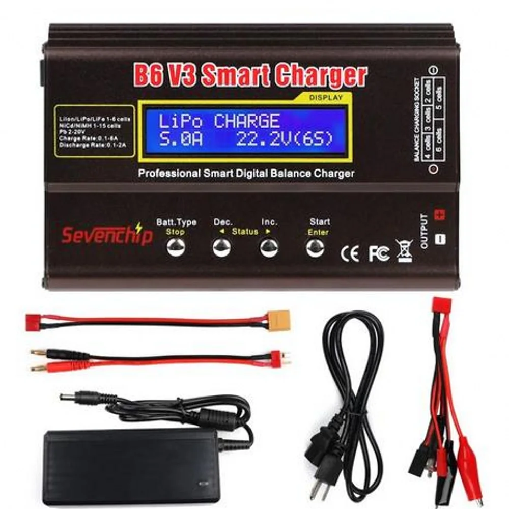 IMAX-cargador de batería B6 V3, 80W, 6A, LiHv, Lipo, NiMh, Li-ion, ni-cd, Digital, RC, Lipro Balance Charger, descargador, adaptador de 15V 6A