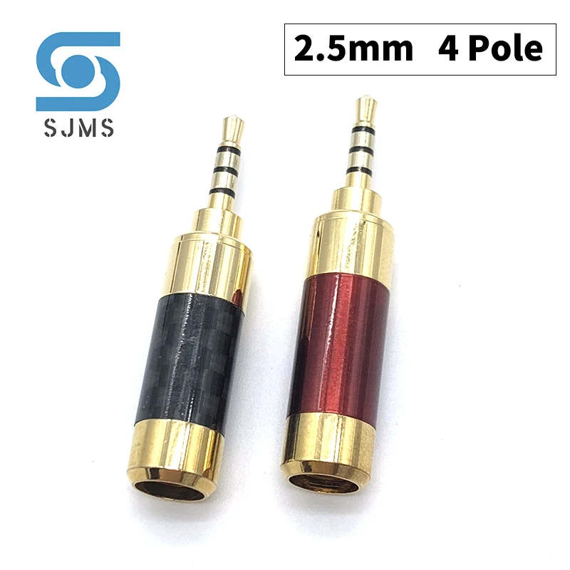 Gold plated Stereo with Clip 2.5 mm 3 Pole 4 Pole Repair Headphone Jack Plug Audio Plug Jack Connector Soldering for 6mm cable