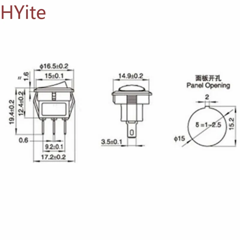 100pcs/bag White Round Type Switchs ON-OFF SPST 2 Position Circle Boat Rocker Switch Become warped board power switch