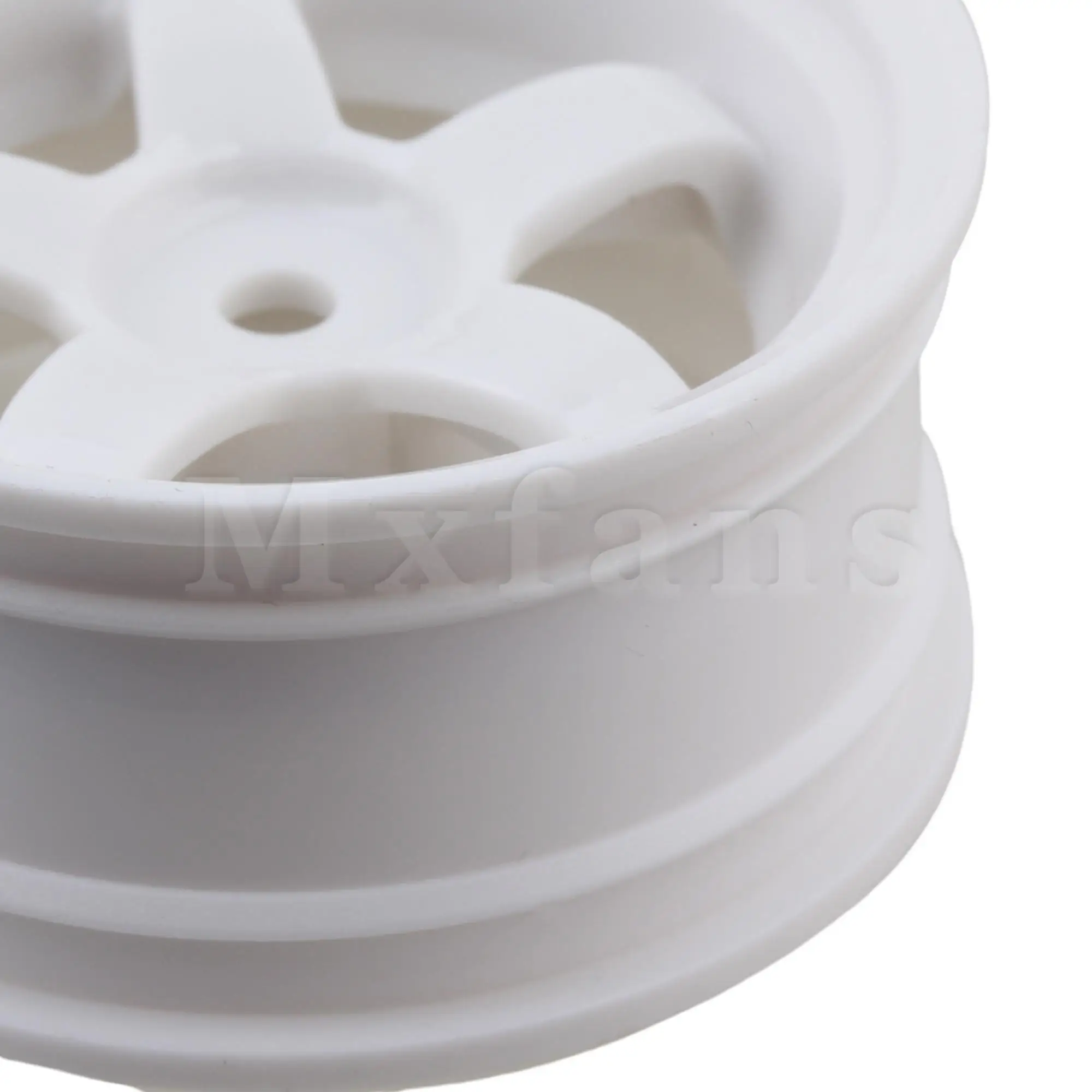 Mxfans 4Pcs RC 1:10 On Road Racing รถ Drift พลาสติกสีดำล้อสีขาวขอบ5-Spoke 52mm Dia