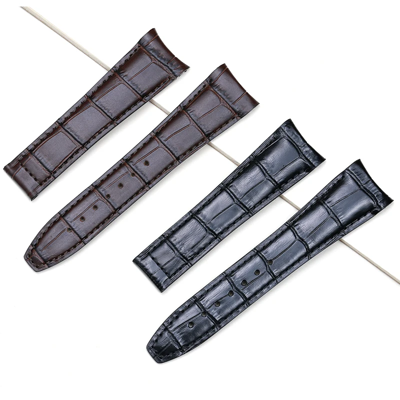 PESNO Compatible for Frederique Constant FC-303 Genuine Calf Skin Leather Watch Bands Curved End Double Spring Bars Men Straps