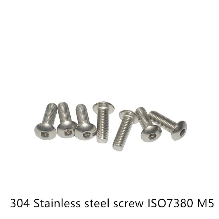 ISO7380 304 stainless steel pan head hex socket screw M5x6/8/10 round 1bag