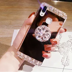 Crystal Bling Mirror Phone Case For Huawei P60 P50 P30 P40 P20 Pro Lite Mate 60 50 40 30 Honor 90 80 70 50 Cover Capa