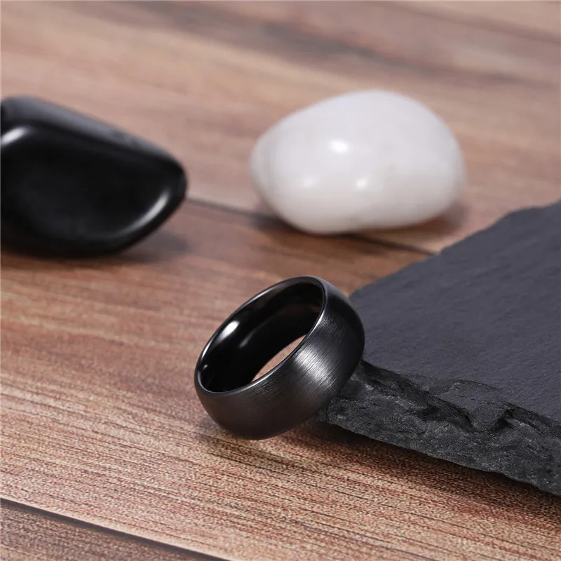 Unisex Brushed Black Ceramic Wedding Ring, Tigrade Design