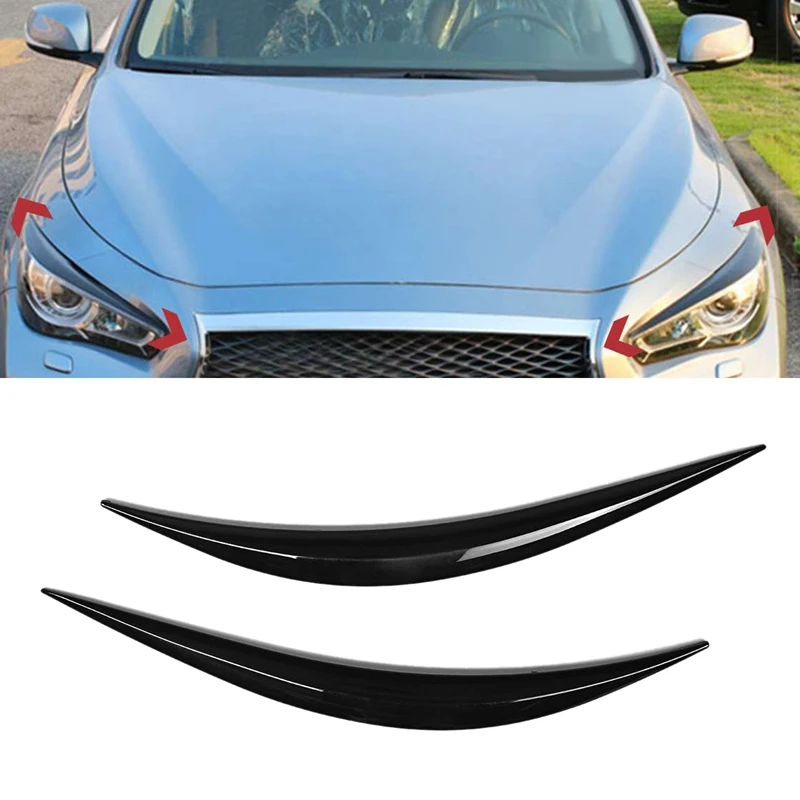 

Car Headlight Eye Lid Eyelids Eyebrows Gloss Black Trimming Headlight Eyebrows Decoration for Infiniti Q50 2014 2015 2016 2017 2