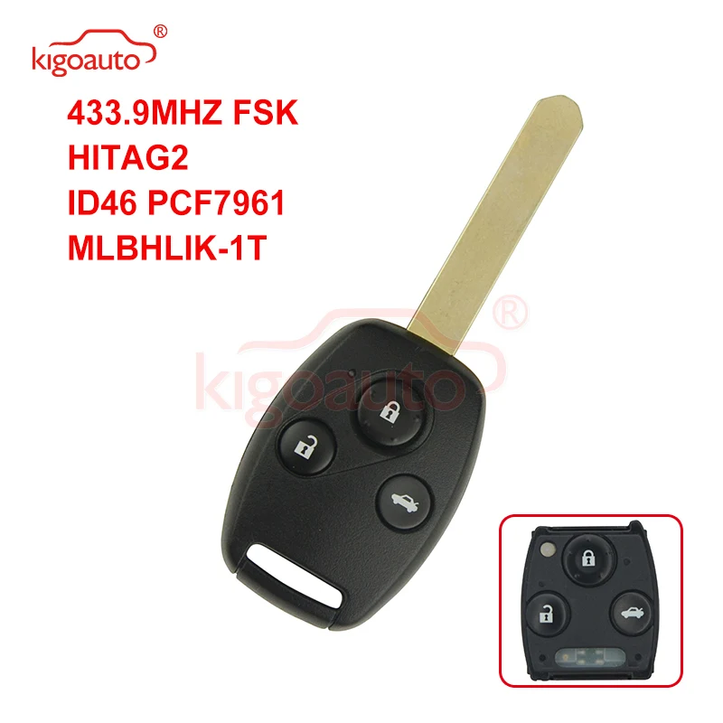 

Kigoauto 433.9MHZ FSK HITAG-2 ID46 PCF7961 HLIK-1T/ HLIK-2T for Honda City Fit Jazz Odyssey Fleed 2008-2015