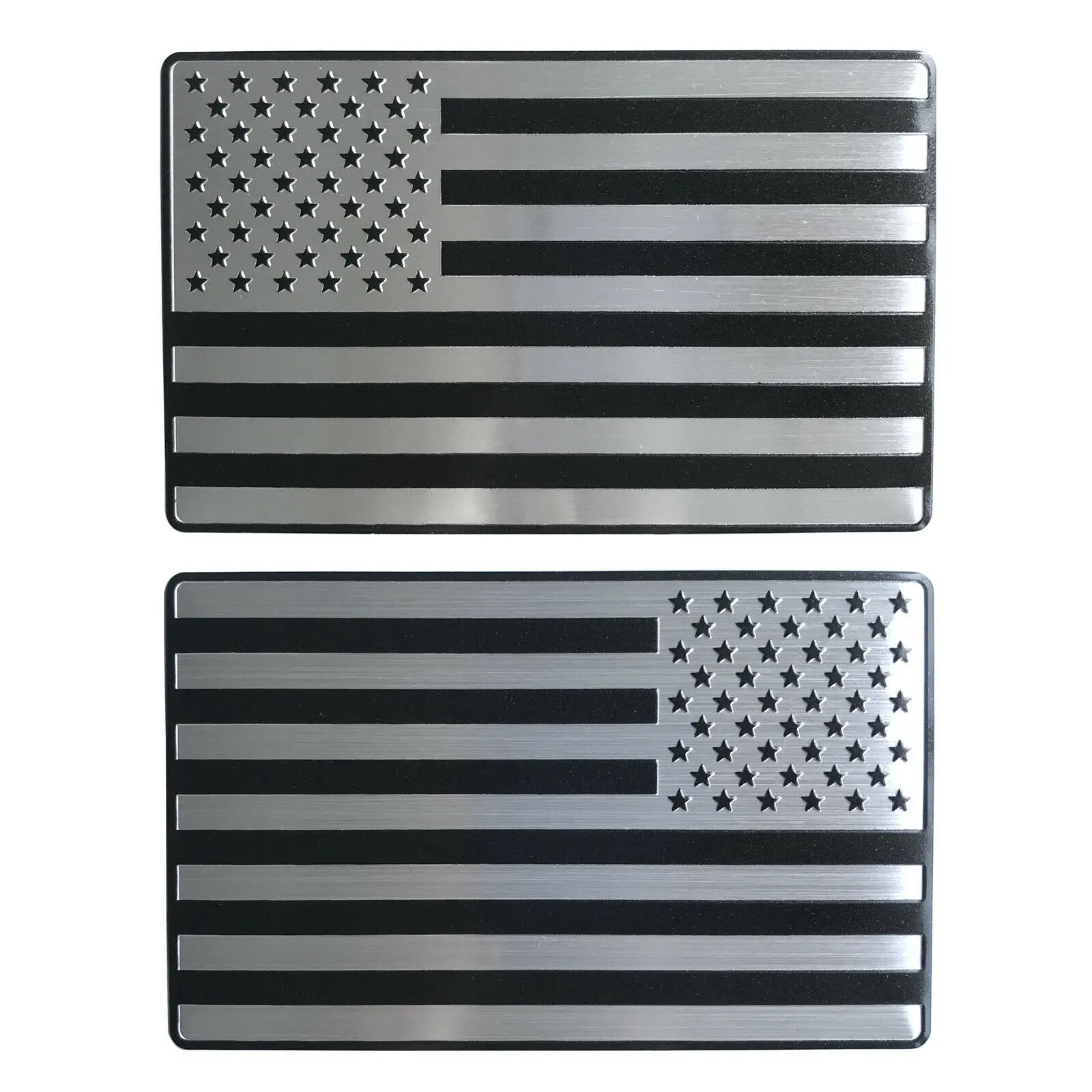 

2x Chrome Black Line 3D United States of America USA National Flag Car Decal Sticker Logo Emblem Badge Accessories 12.5x7.5 cm