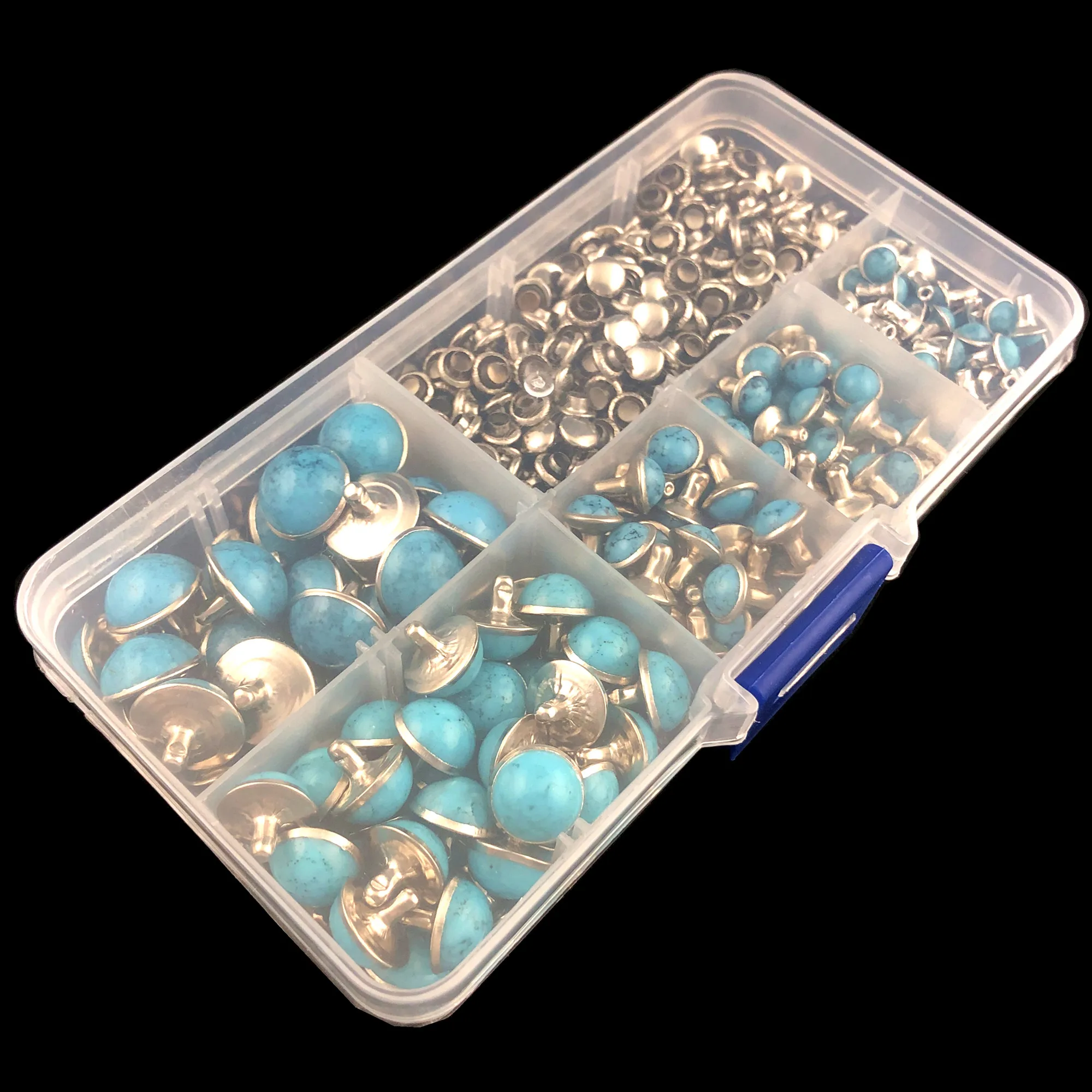 YORANYO 240 Sets Blue Turquoise Rivets Silver Color Metal Studs fit for Bag Shoes Bracelet Tandy Leather Shipping Free