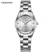 CHRONOS-Reloj de pulsera de acero inoxidable para mujer, accesorio de lujo, resistente al agua, con diamantes de imitación, ideal para regalo