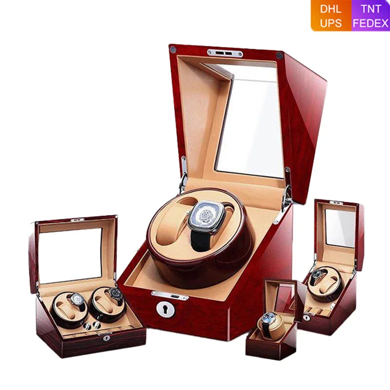 Watch Winder for Automatic Single / Dual Watches with Super Quiet Motor 4 Rotation Mode Setting Flexible Plush Pil