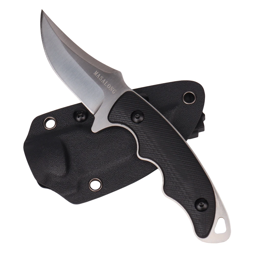 

MASALONG Kni230 Fixed Blade Knife With Kydex Sheath for Self Defense Camping EDC Hunting Full Tang Design