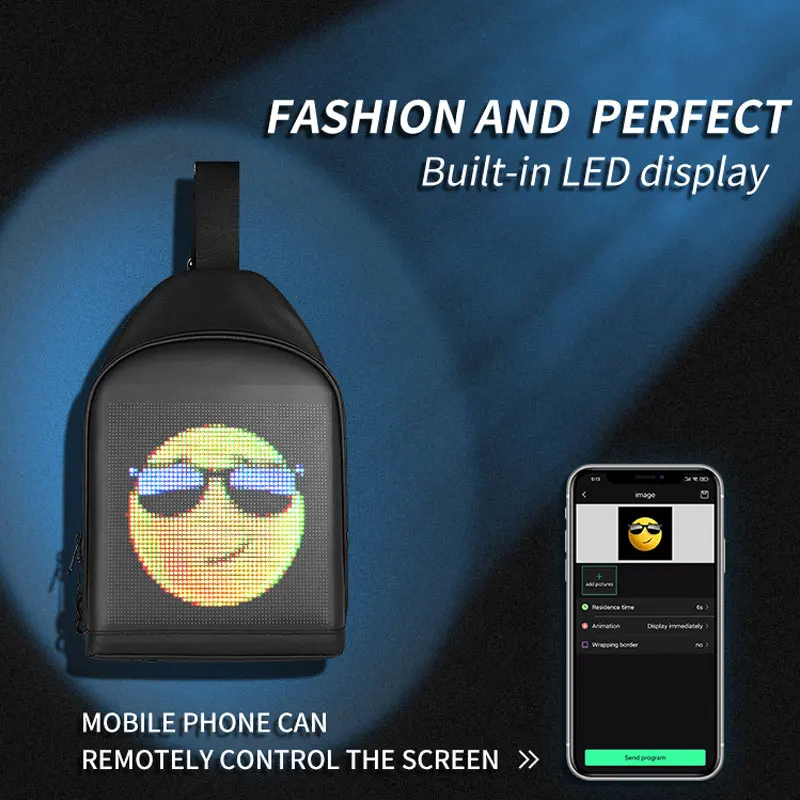 mesh pixel Smart Led Chest Bag Christmas Gift LED Screen Dynamic Sling Bag Waterproof APP Control Advertising Crossbody Bag