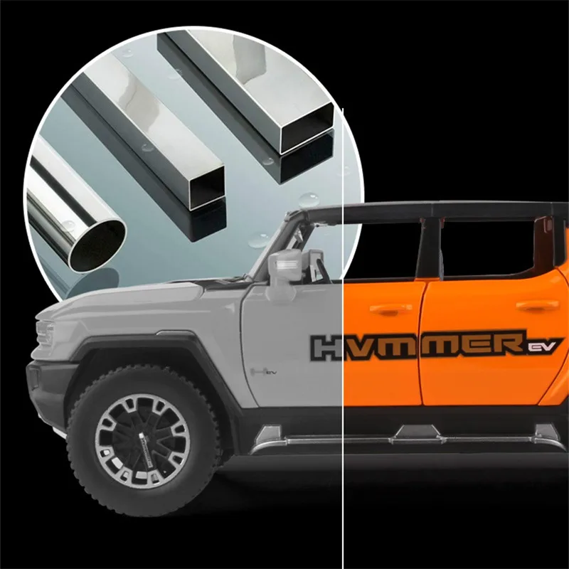 1:24 HUMMER EV Alloy New Energy Car Model Diecasts Metal Off-road Vehicles Car Model Collection Sound Light Simulation Kids Gift