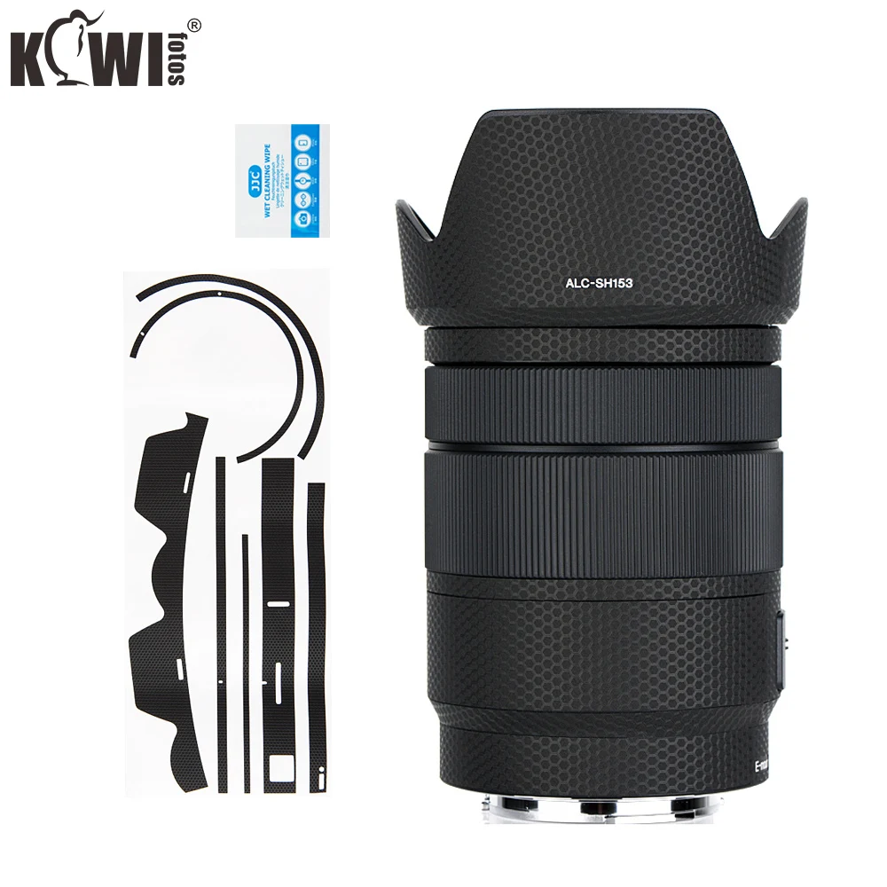 عدسة و عدسة غطاء هود ملصق جلد واقي فيلم لسوني E 18-135 مللي متر f/3.5-5.6 OSS عدسة (SEL18135) مكافحة الشريحة مصفوفة الأسود