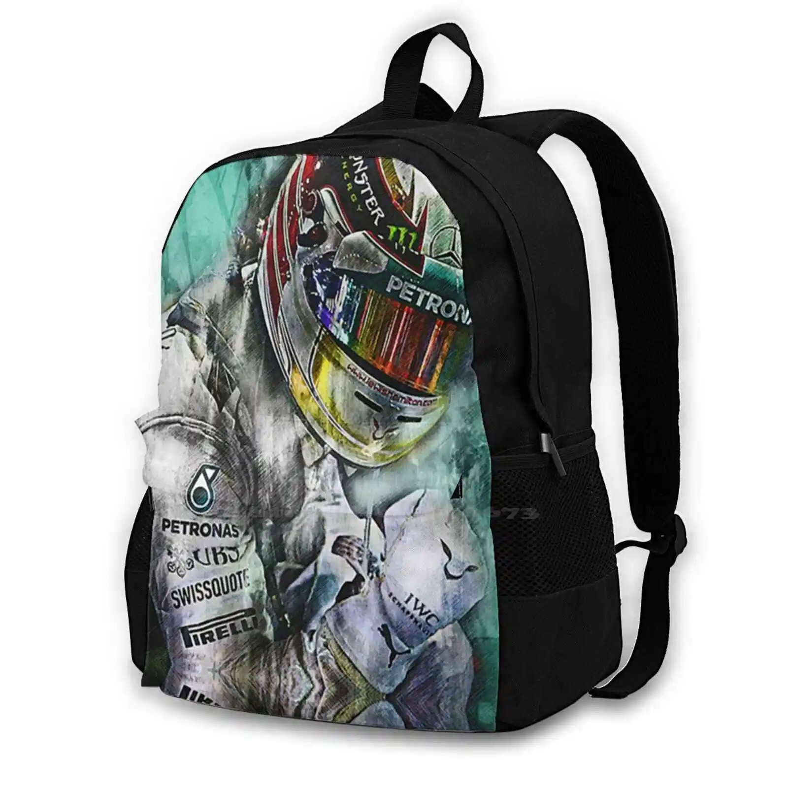 Illustration Hamilton Art Bag Backpack For Men Women Girls Teenage Black Lewis Hamilton Lewis Hamilton Lewis Hamilton Art Lewis