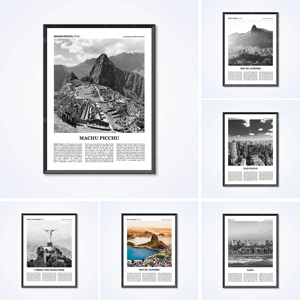 Sao Paulo, Brazil, Rio de Janeiro, Lima, Peru, Machu Picchu, Christ the Redeemer Brazil travel print poster photo photography