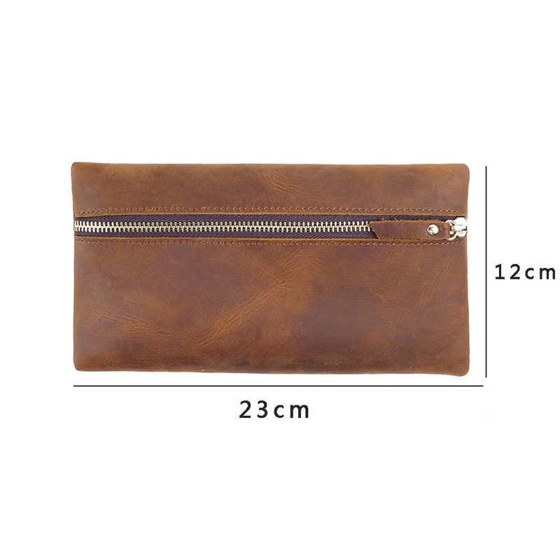 Fromthenon Crazy Horse Leder Retro Zipper Stift Fall Portable Storage Tasche Große Kapazität Bleistift Fall Anpassbare Business Geschenke